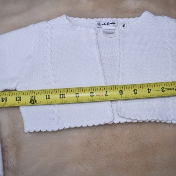 Little Girls Cardigan Sweater White Cotton Knit Cropped - Picture 4 of 7